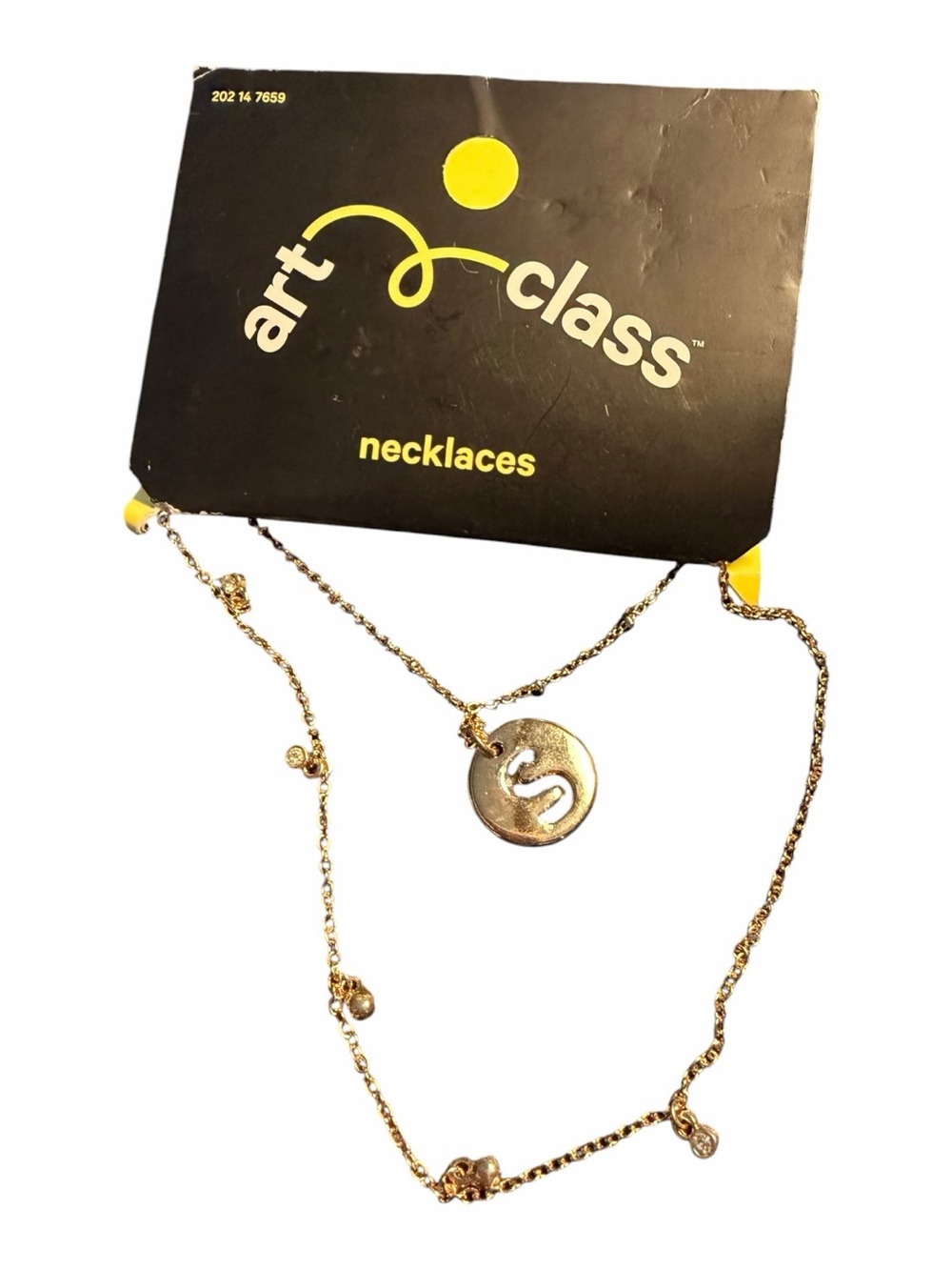 art class Gold Initial S Disc Layered Necklace